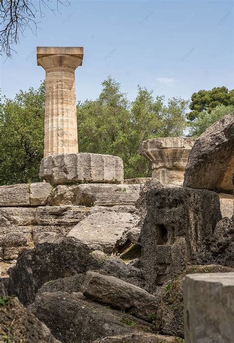 Fondo Las Ruinas Del Templo De Zeus En Olimpia Greciael Lugar De