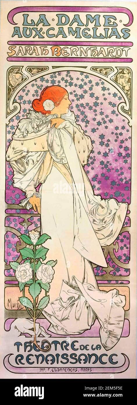 Alphonse Mucha Cartel Publicitario De La Dame Aux Camelias Con Sarah