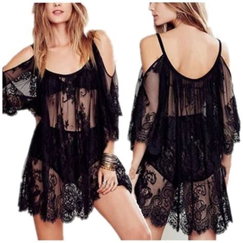 Robe De Plage Pareo Femme Sexy En Dentelle Tunique Blouse Romantique