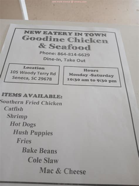 Menu At Goodine Chicken And Seafood Restaurant Seneca