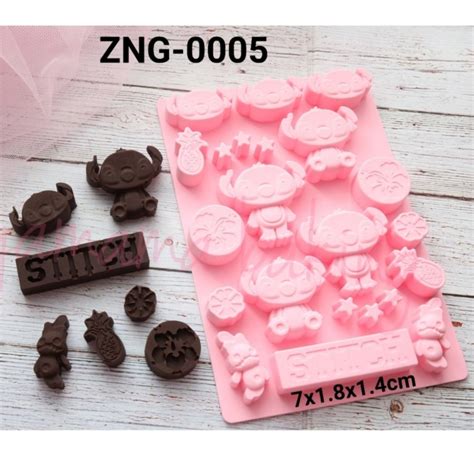 Jual ZNG 005 Cetakan Silikon Coklat Fondant Pudding Lilo And Stitch