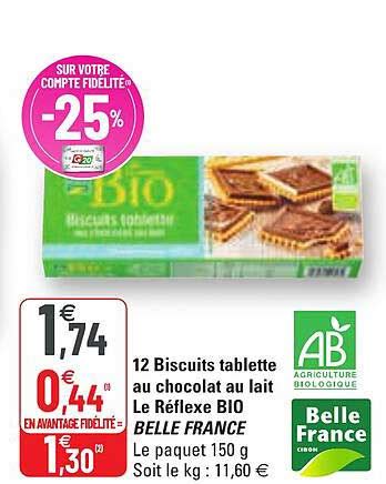 Promo Biscuits Tablette Au Chocolat Au Lait Le R Flexe Bio Belle