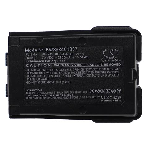 Vhbw Batterie Remplacement Pour Icom BP 245 BP 245H BP 245N Pour