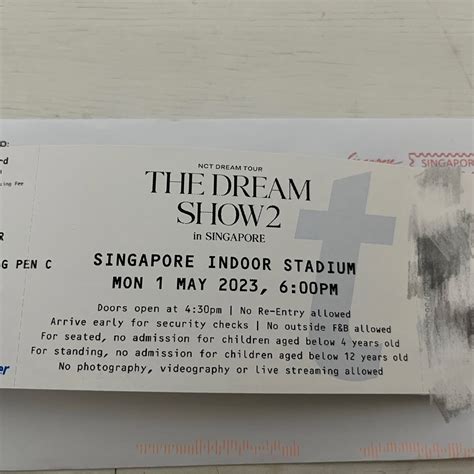 WTS Nct Dream Concert The Dream Show 2 Singapore Pen C Ticket Hobbies