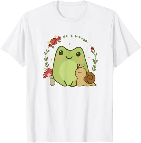 Cute Kawaii Frog And Snail Mushroom Cottagecore Aesthetic Unisex T