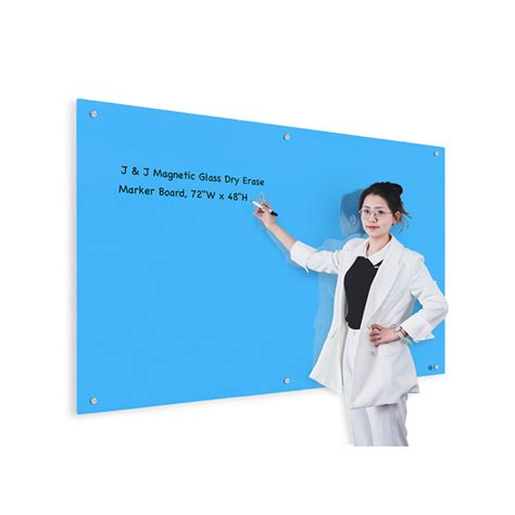 Magnetic Glass Dry Erase Board 48 X72 Light Blue Toolots