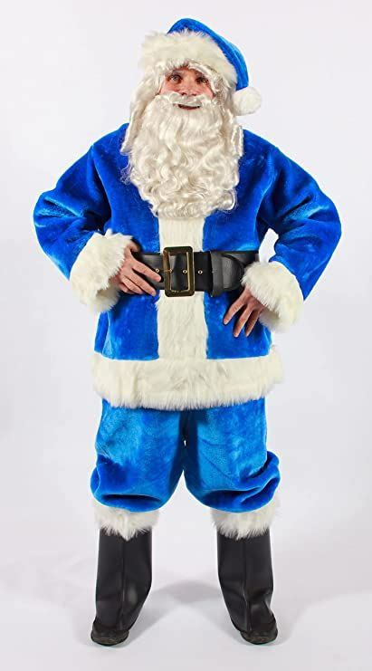 ADLT SANTA SUIT BLUE PLUSH LG Santa Suits Plush Santa Santa Claus