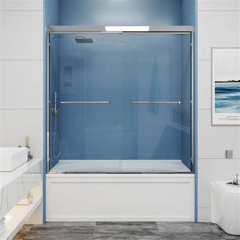 Mcocod In W X In H Double Sliding Semi Frameless Tub Shower