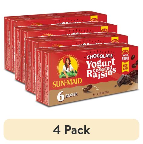 4 Pack Sun Maid® Chocolate Yogurt Covered Raisins 6 Pack1oz Cartons