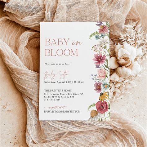 Baby In Bloom Invitation Etsy