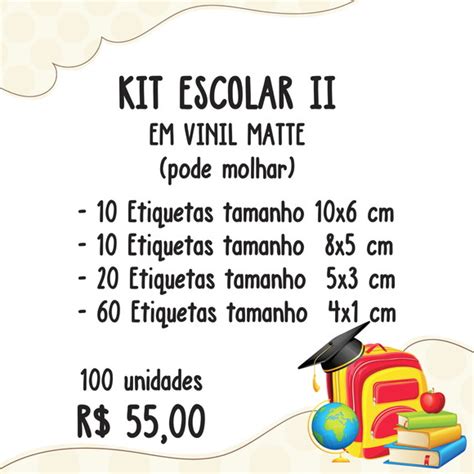 Kit Etiquetas Escolares Em Vinil Elo7 Produtos Especiais