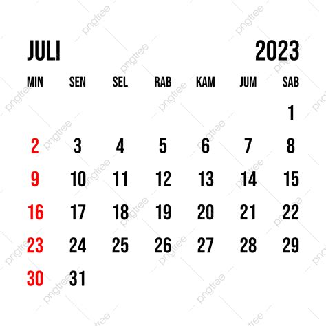 2023 Calendario Julio Blanco Y Negro Png Calendario 2023 Calendario