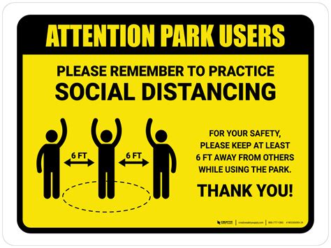 Attention Park Users Remember Social Distancing With Icon Landscape