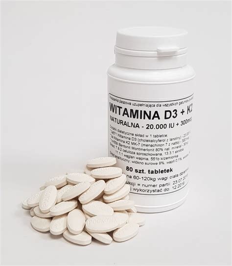 Witamina D3 K2 MK 7 20 000 IU 300mcg 80szt Podkowa