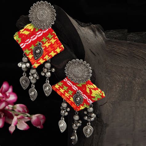 Moedbuille Ghungroo Studded Tribal Design Oxidised Silver Plated