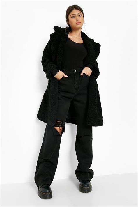 Teddy Faux Fur Double Breasted Coat Boohoo Uk