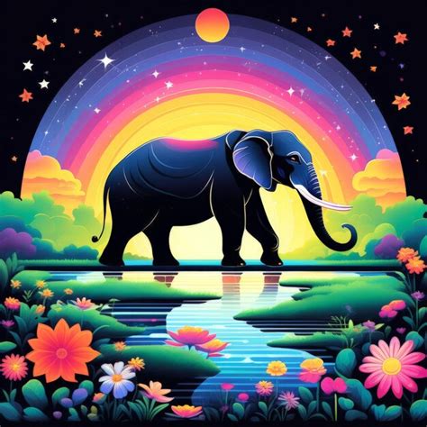 Un Elefante Con Un Arco Iris Un Elefant Con Un Arko Iris Vector Premium