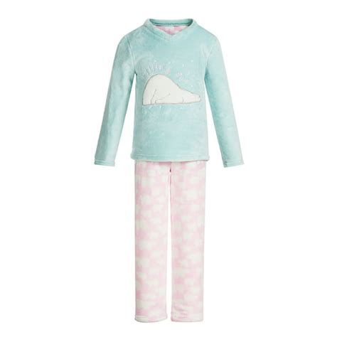 Homeswee Girls Fleece Pajama Set Hooded Kids Flannel Sleepwear Soft