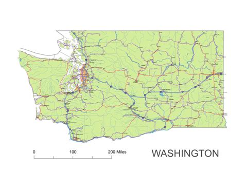 Washington State vector road map. | Printable vector maps