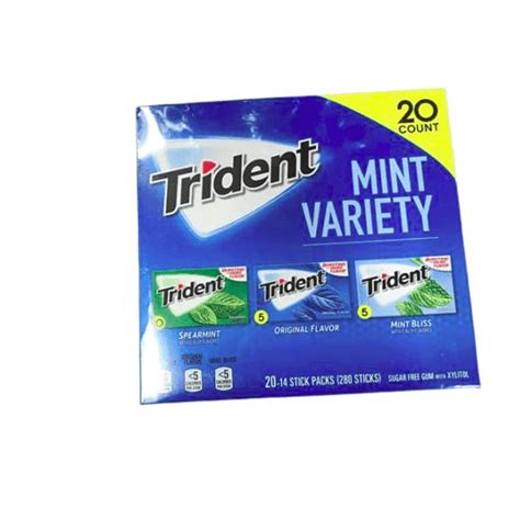 Trident Sugar Free Gum Mint Variety Pack 280 Piece Shelhealth