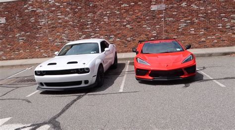 C Corvette Drag Races Dodge Challenger Hellcat Redeye Traction Not