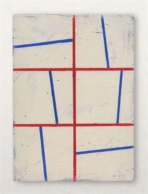 Abstract Painting with Red, White, and Blue Lines