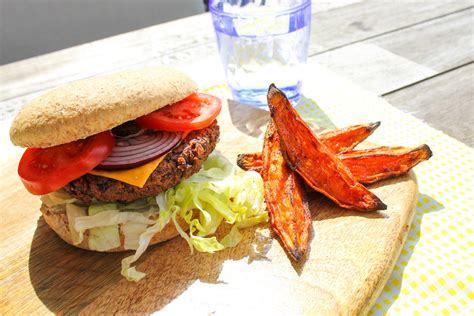 Black Bean Burger With Sweet Potato Wedges Greggwallace Health