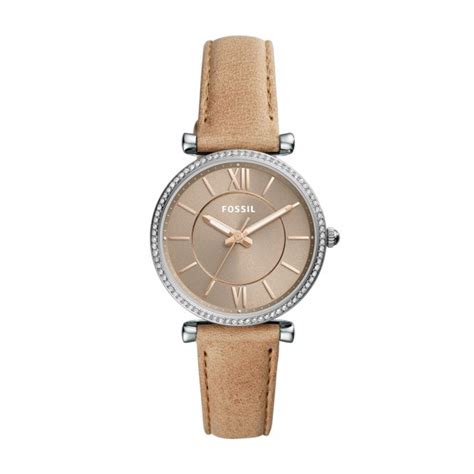 Fossil Watches Fossil Nude Rose Gold Detail Leather Strap Ladies Watch Size 34mm Watches From