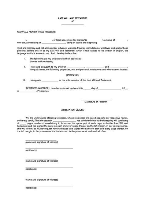 Free Printable Nc Last Will And Testament Form Printable Word Searches