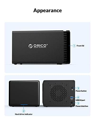 ORICO 5 Bay Raid Hard Drive Enclosure Magnetic Aluminum USB 3 0 To SATA