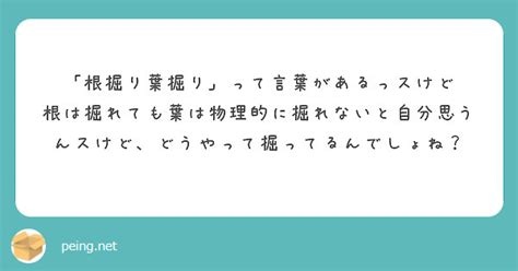 「根掘り葉掘り」って言葉があるっスけど Peing 質問箱