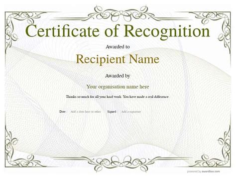 Free Certificate of Recognition template downloads. Easy online editing