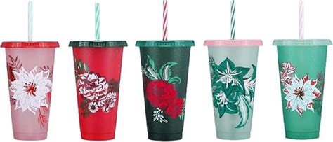 Amazon Starbucks Reusable Color Changing 5 Plastic Hot Cups Limited Edition Holiday