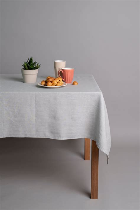 Light Grey Linen Tablecloth Soft Linen Table Cloth Rustic Etsy