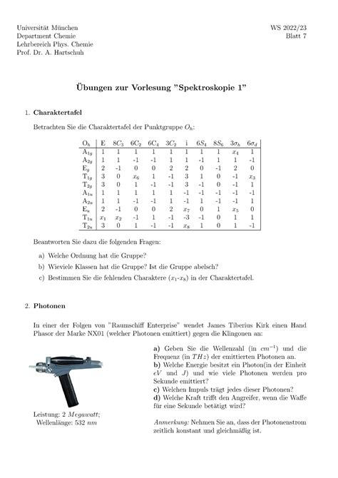 Spektroskopie WS 2223 Blatt 07 Universit At M Unchen WS 2022