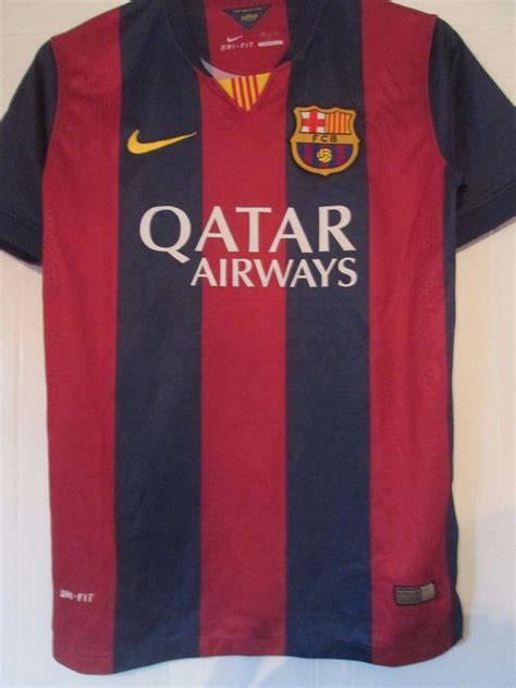 Barcelona Player Issue Suarez 2014 2015 Home Football Shirt Size Medium