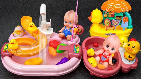 36 Minutes Satisfying With Unboxing Cute Doll Playing In Water Kitchen Cooking Set Review