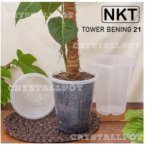 Jual Pot Bunga Tanaman Tinggi Nkt Tower Bening Trasparan Cm Nkt