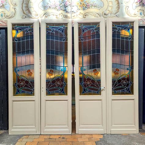 Double stained glass door 270146 cm Matériaux Authentiques