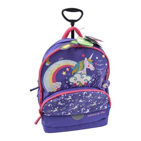 Sac à dos à roulettes brillant dans le noir polyester violet LICORNE