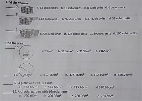 Find The Volume 7 A 12 Cubic Units B 10 Cubic Units C 8 Cubic Units D 6 Cubic Units 8 A