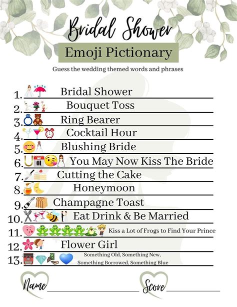 Emoji Bridal Shower Pictionary Game Free Printable Artofit