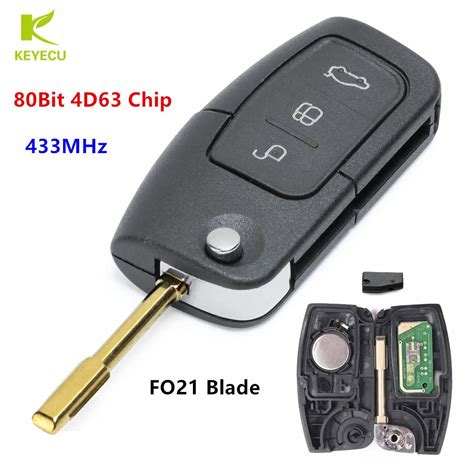 KEYECU Replacement Remote Key 3 Button 433MHz 4D63 Chip Transponder For