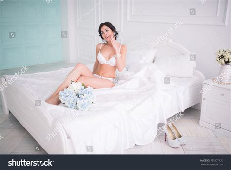 Sexy Woman Lingerie Lying Bed Red Stock Photo 721507420 Shutterstock