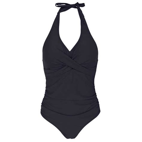 Black Twist Front Halter One Piece Swimsuit Tqk620138 2