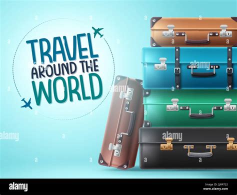 Travel World Vector Background Design Travelers Suitcase Briefcase