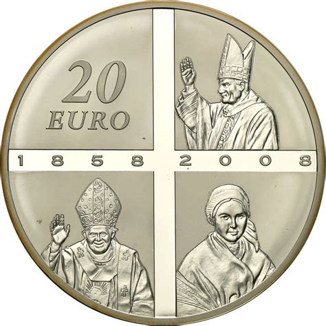 Francja 20 Euro 2008 Lourdes Jan Paweł II archiwum niemczyk pl