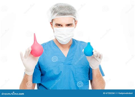 Male Surgeon Holding Medical Enema Stock Image Image Of Medical Medic 67202361