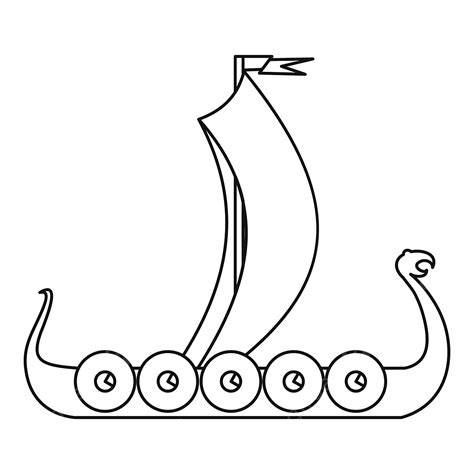 Medieval Boat Icon Outline Style, Boat Drawing, Medieval Drawing ...