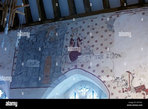 Interior Of St Cadocs Church Showing Medieval Wall Paintings